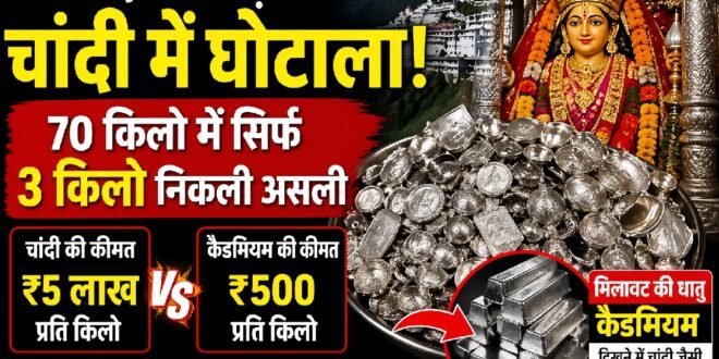 आस्था के नाम पर बेईमानी :माता वैष्णो देवी में चढ़ावे की चांदी निकली नकली! 70 किलो में सिर्फ 3 किलो शुद्ध, करोड़ों का हुआ नुकसान
